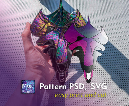 Dark Monster Queen Stained Glass Pattern — Sci-Fi Horror DIY Suncatcher Template, svg psd Download