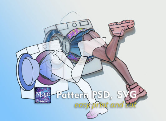 Stuck in Washing Machine Stained Glass Pattern — Meme DIY Suncatcher Template, svg psd Download