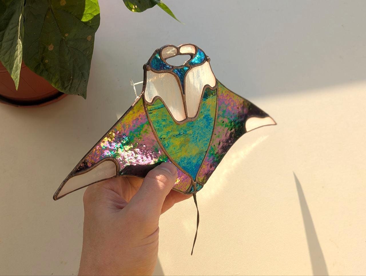 Manta Ray Stained Glass Pattern — Ocean Wildlife DIY Suncatcher Template, svg psd Download