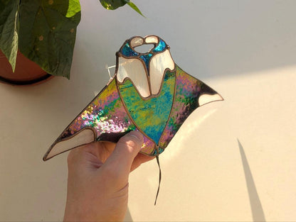 Manta Ray Stained Glass Pattern — Ocean Wildlife DIY Suncatcher Template, svg psd Download