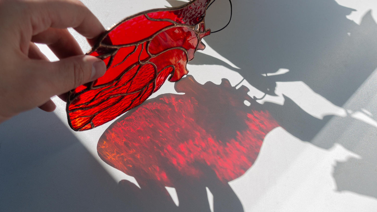 Anatomical Heart Stained Glass Suncatcher — Medical Student Gift, Gothic Valentine Window Art