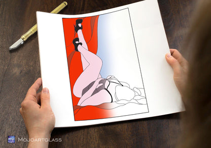 Retro Pin-Up Stained Glass Pattern — Vintage Feminine Figure DIY Panel Template, svg psd Download