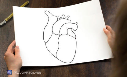 Anatomical Heart Stained Glass Pattern — Medical Science DIY Suncatcher Template, svg psd Download