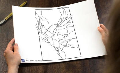 Crow Raven Stained Glass Pattern — Gothic Bird DIY Suncatcher Template, svg psd Download
