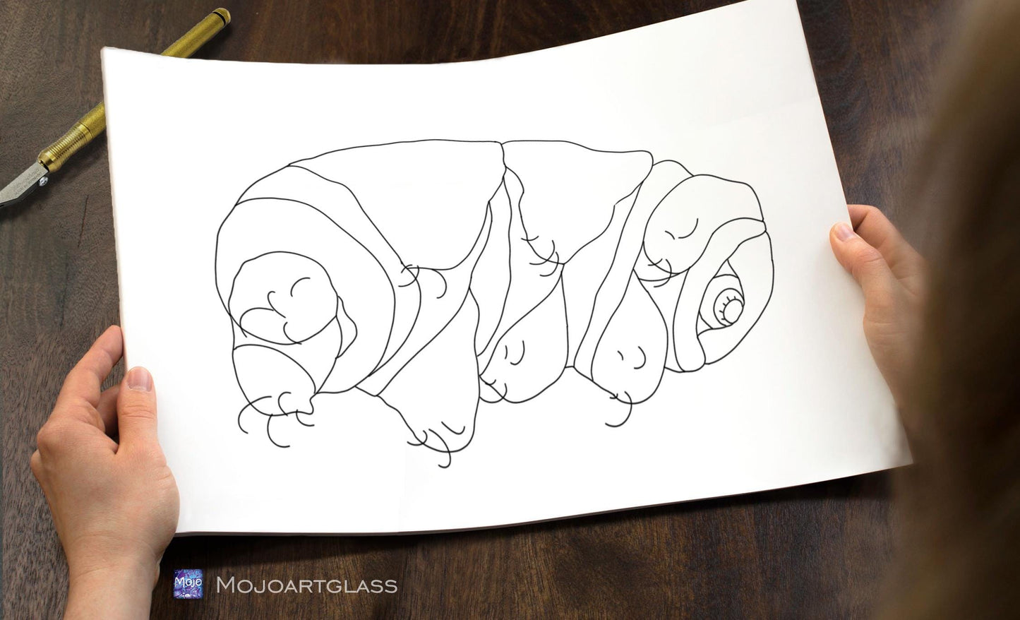 Tardigrade Water Bear Stained Glass Pattern — Science DIY Suncatcher Template, svg psd Download