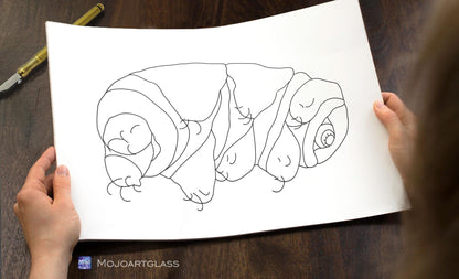 Tardigrade Water Bear Stained Glass Pattern — Science DIY Suncatcher Template, svg psd Download