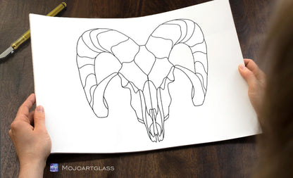 Goat Skull Stained Glass Pattern — Occult Gothic DIY Suncatcher Template, svg psd Download
