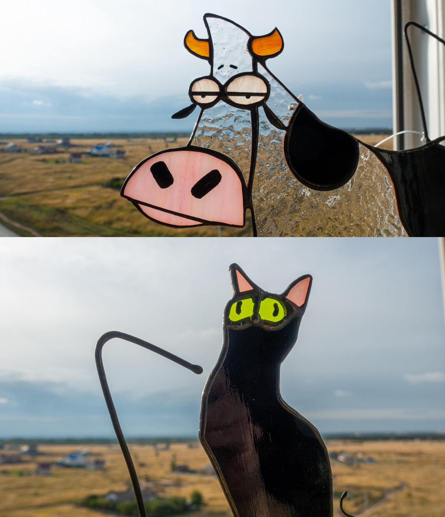 Cowshake Cat Stained Glass Pattern — Funny Meme DIY Suncatcher Template, svg psd Download