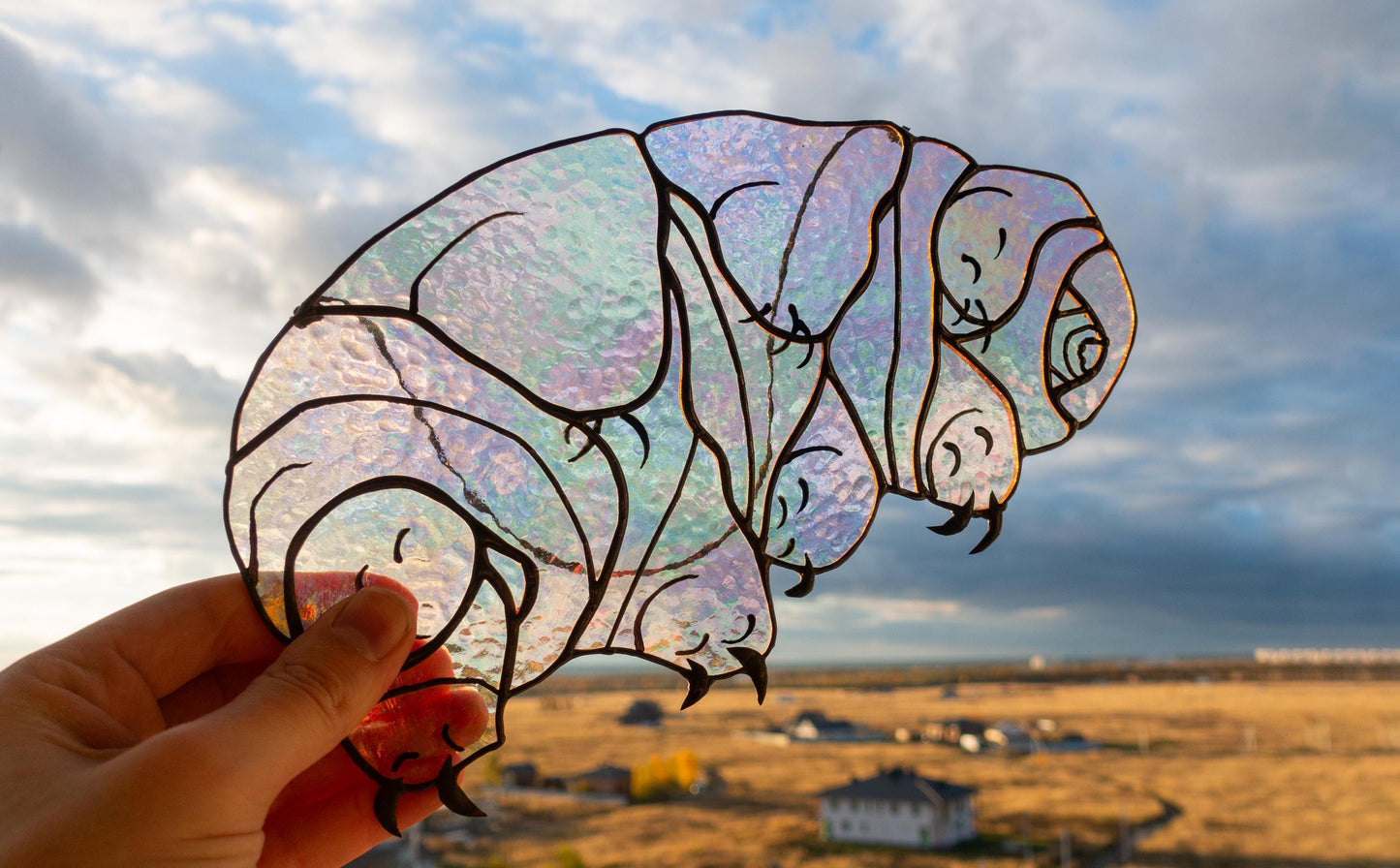 Tardigrade Stained Glass Suncatcher — Water Bear Microbiology Art, Science Teacher Gift