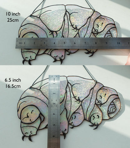 Tardigrade Stained Glass Suncatcher — Water Bear Microbiology Art, Science Teacher Gift