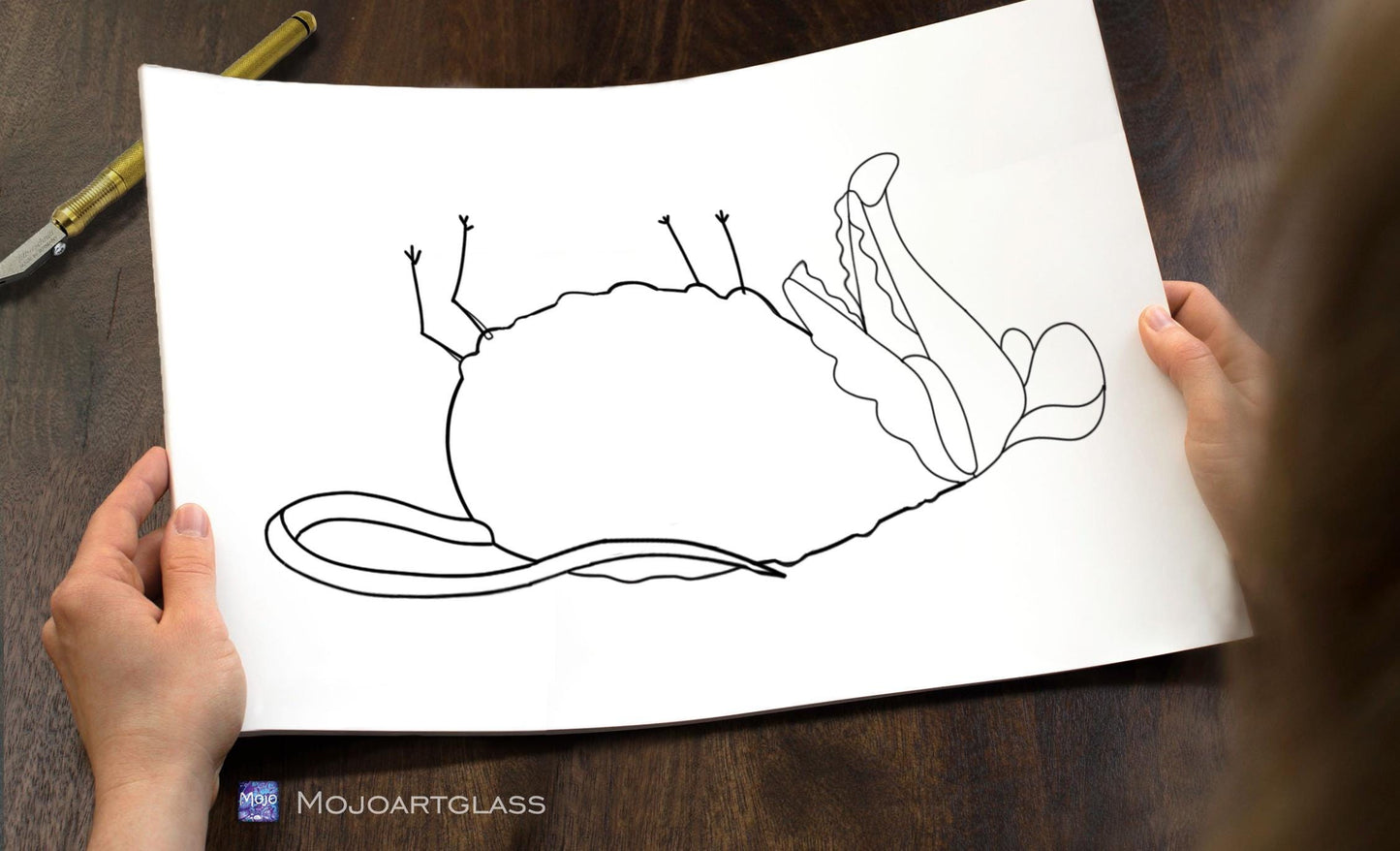Funny Possum Stained Glass Pattern — Playing Dead Meme DIY Suncatcher Template, svg psd Download