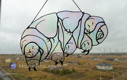 Tardigrade Water Bear Stained Glass Pattern — Science DIY Suncatcher Template, svg psd Download