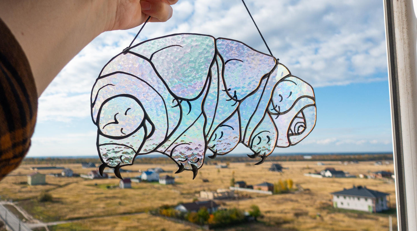 Tardigrade Stained Glass Suncatcher — Water Bear Microbiology Art, Science Teacher Gift