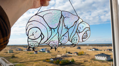 Tardigrade Stained Glass Suncatcher — Water Bear Microbiology Art, Science Teacher Gift