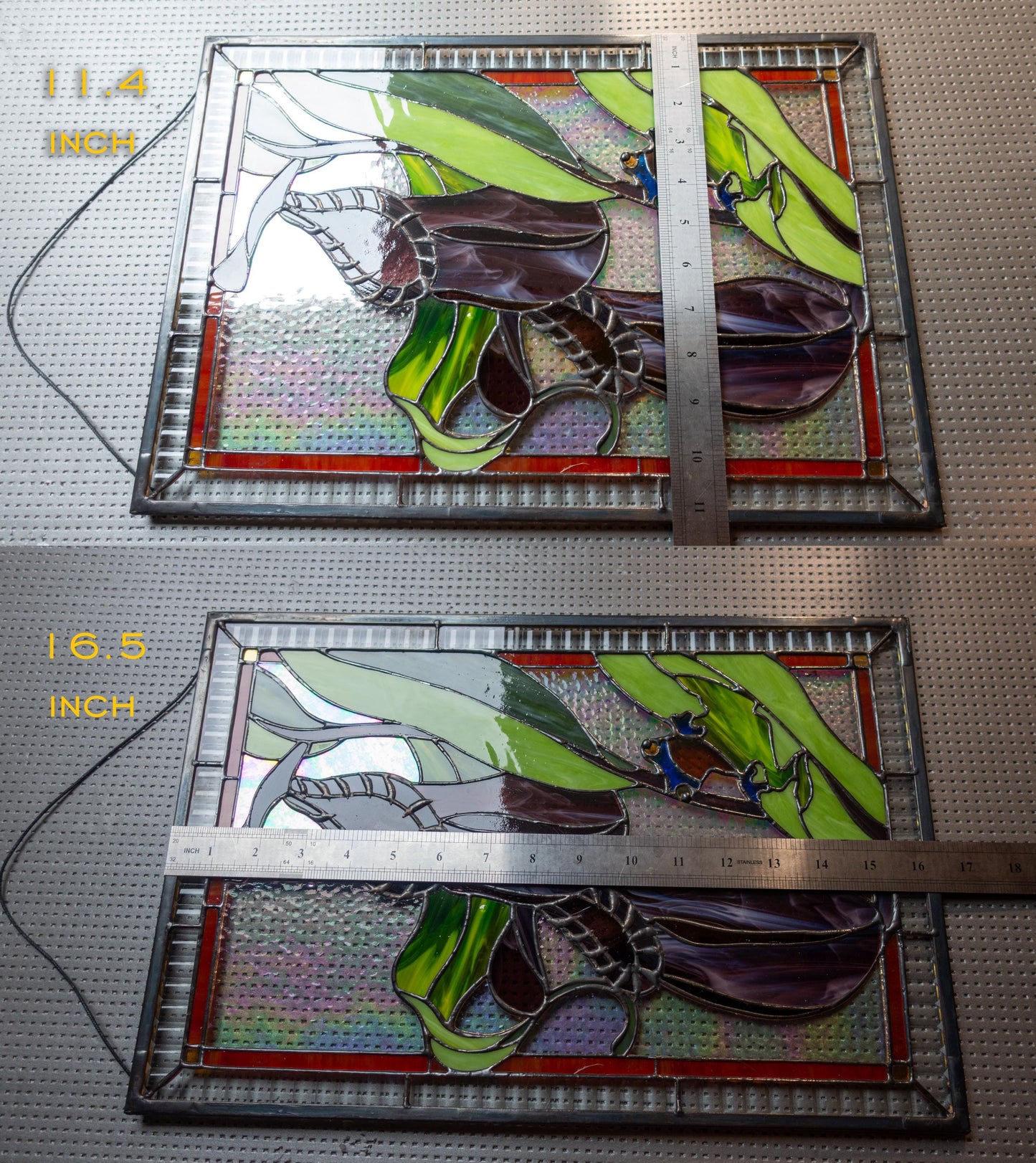 Nepenthes Pitcher Plant Stained Glass Panel — Blue Frog Carnivorous Plant, Botanical Window Art