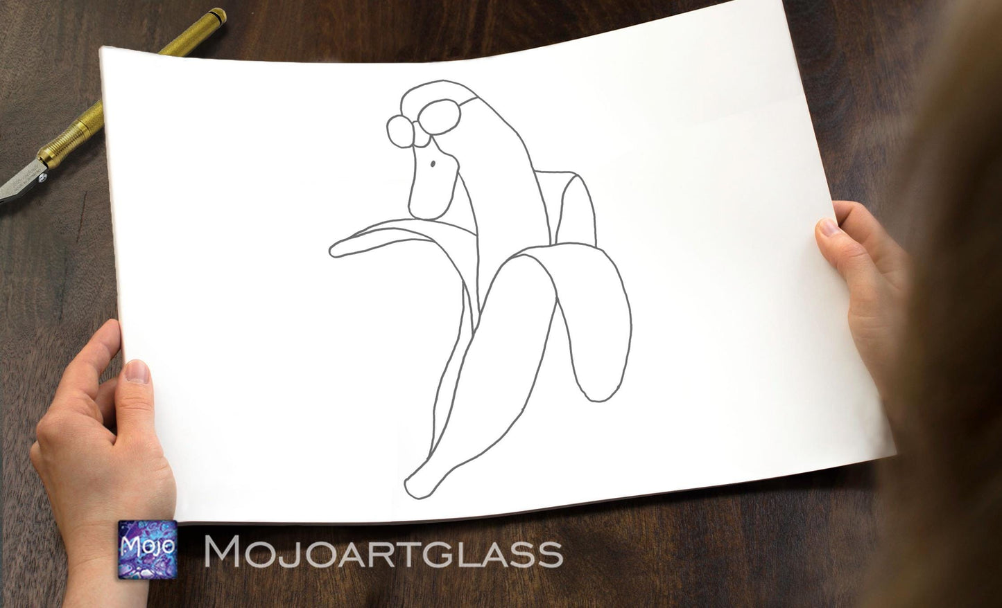 Banana Duck Stained Glass Pattern — What the Quack Meme DIY Suncatcher Template, svg psd Download