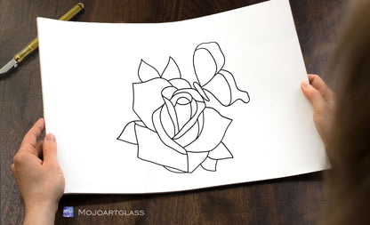 Rose and Butterfly Stained Glass Pattern — Romantic Floral DIY Suncatcher Template, svg psd Download