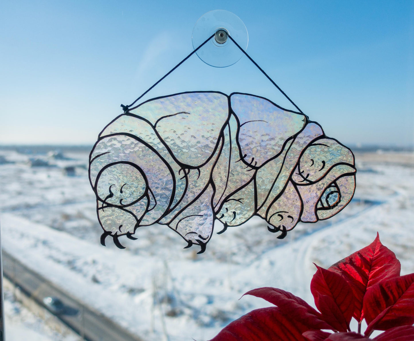 Tardigrade Stained Glass Suncatcher — Water Bear Microbiology Art, Science Teacher Gift