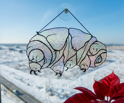 Tardigrade Stained Glass Suncatcher — Water Bear Microbiology Art, Science Teacher Gift