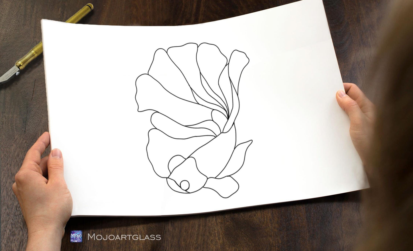 Betta Fish Stained Glass Pattern — Siamese Fighting Fish DIY Suncatcher Template, svg psd Download