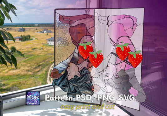 Abstract Female Figure Stained Glass Pattern svg psd — Rope Line Art DIY Panel Template