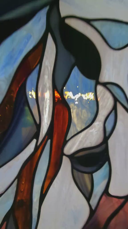 Unrestrained Mustang Horse Stained Glass Window Panel | Suncatcher Decor