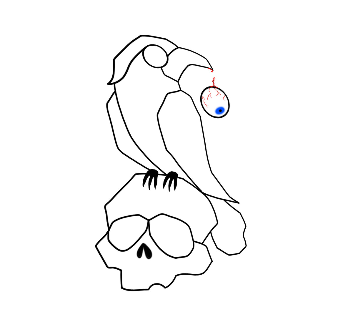 Handmade stained glass Halloween raven on skull suncatcher pattern