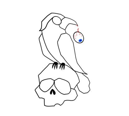 Handmade stained glass Halloween raven on skull suncatcher pattern